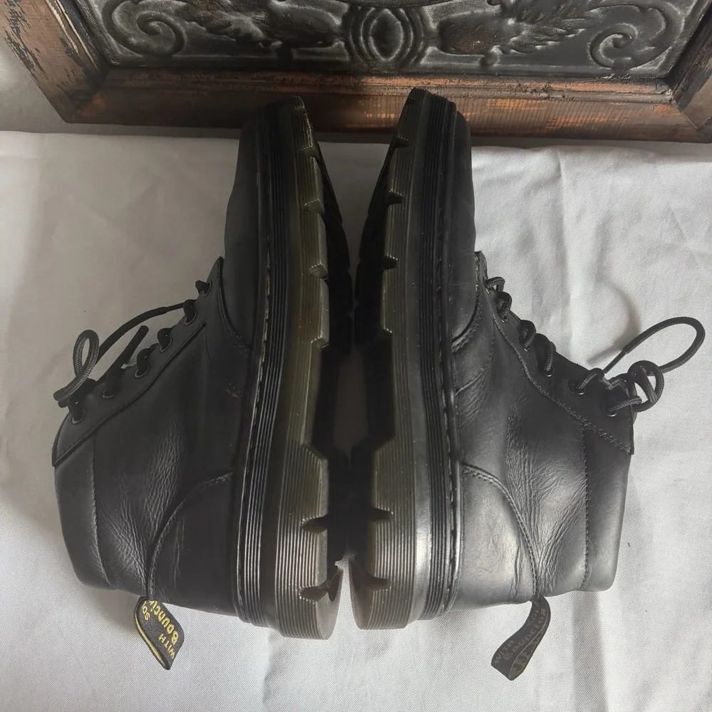 Dr Martens Black Bonny Leather Boots Mens 10 Women's 11 Lace Up Air Wair Chukka